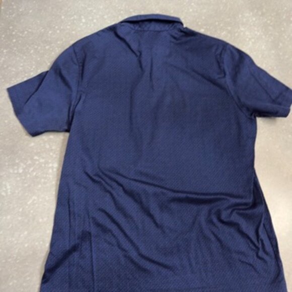 Hart Schaffner Marx Navy Blue Geometric Polo Shirt - Size Large - Picture 4 of 8